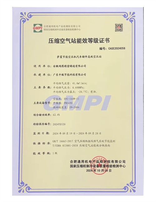 萨震节能空气压缩机与合肥通用机电产品检测院联合举行一级能效空气压缩机站房挂牌仪式(图5)