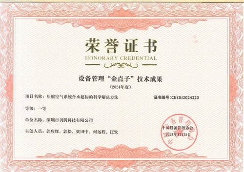 贝腾科技荣获2024年“设备管理金点子”技术成果一等奖(图1)